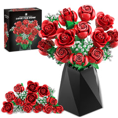 Sopu red rose bouquet building set pieces for versatile decor