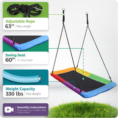 Sturdy assembly ropes and hardware on Sorbus saucer swing.