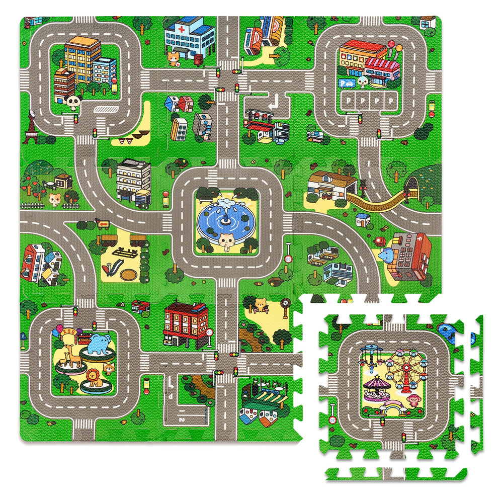 Sorbus Traffic Play Mat City Roads—colorful road map for imaginative car play