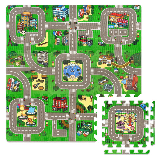 Sorbus Traffic Play Mat City Roads—colorful road map for imaginative car play