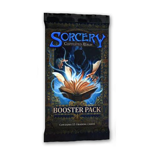 Sorcery Contested Realm Beta box topper pack, featuring hand-painted art and rare cards.