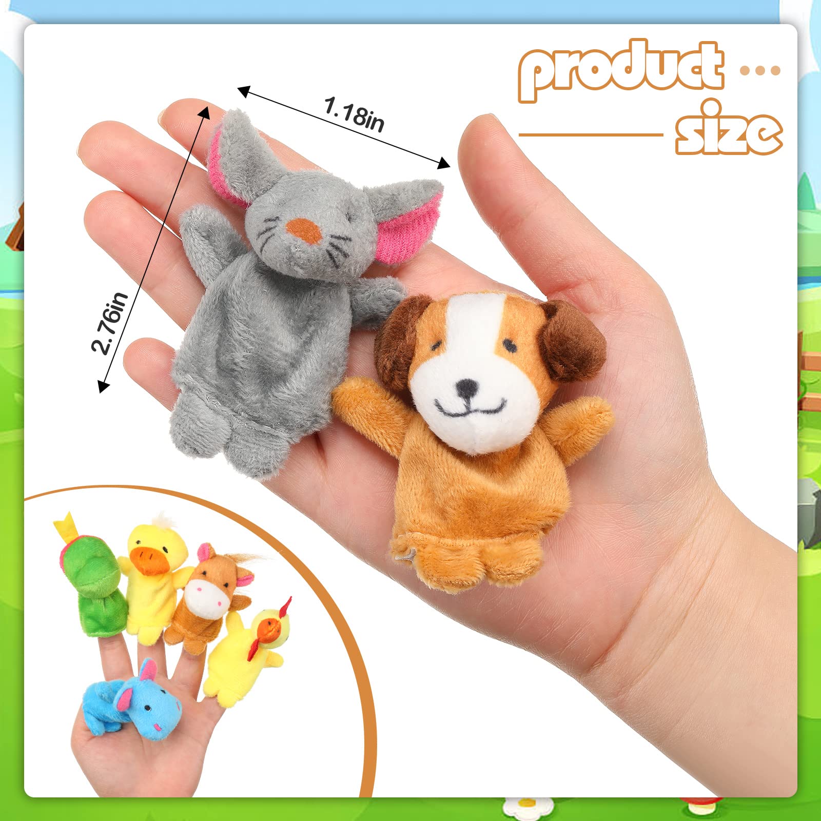 Sosation 19-animal puppets closeup shows colorful plush characters