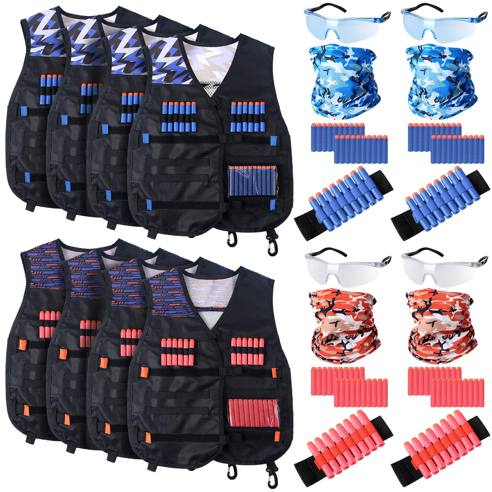 Sosation 8-set kids tactical vests in orange and blue for team play.