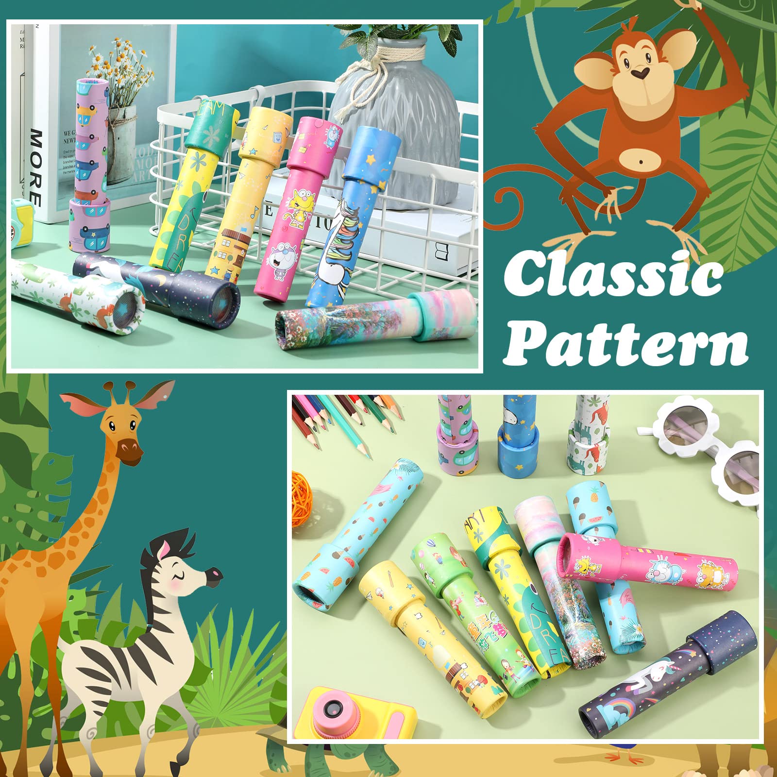 Sosation kaleidoscope colorful-image presentations stimulate visual exploration and imaginative play.