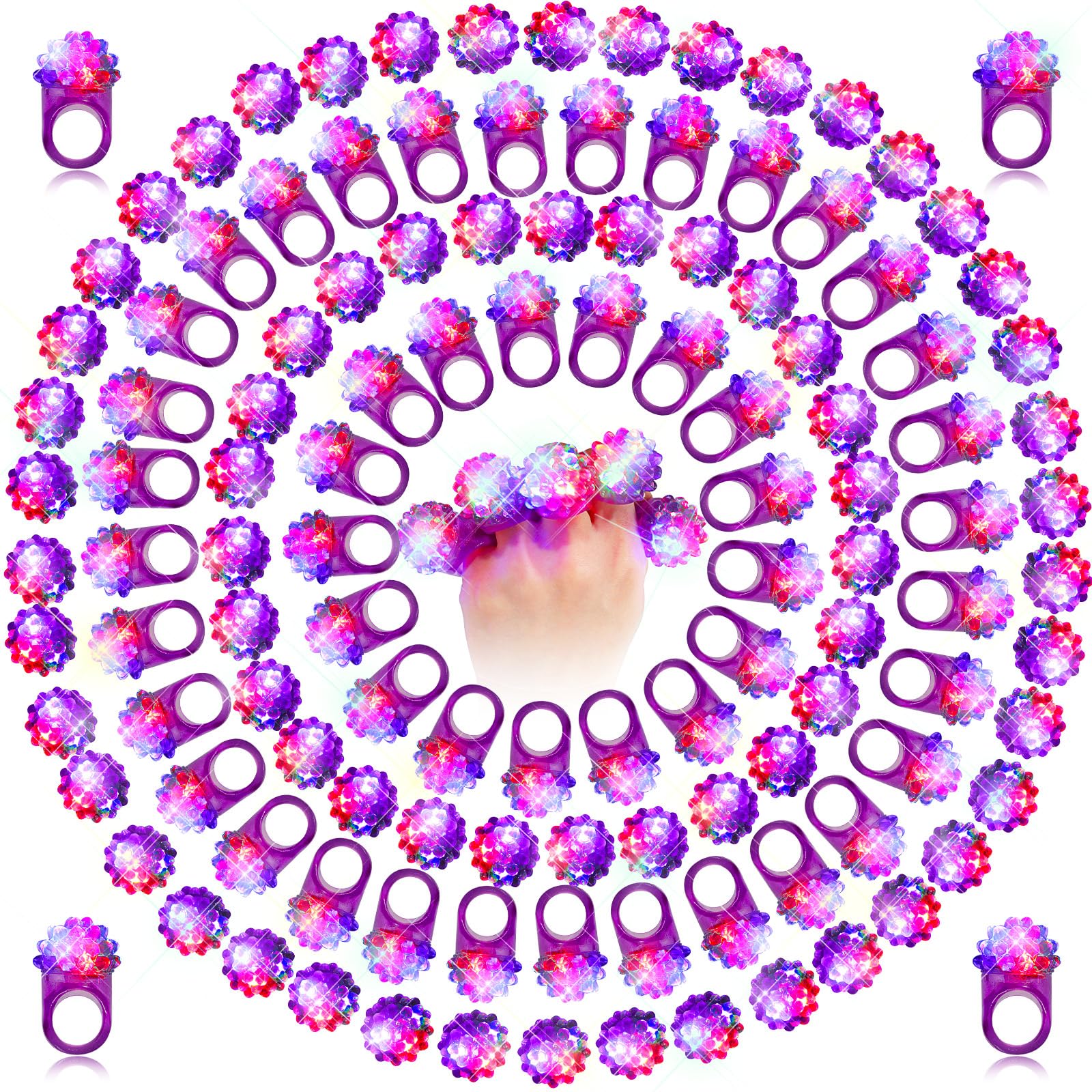 Sosation Mardi Gras light-up ring in purple flashing mode, ideal for parades and party favors.