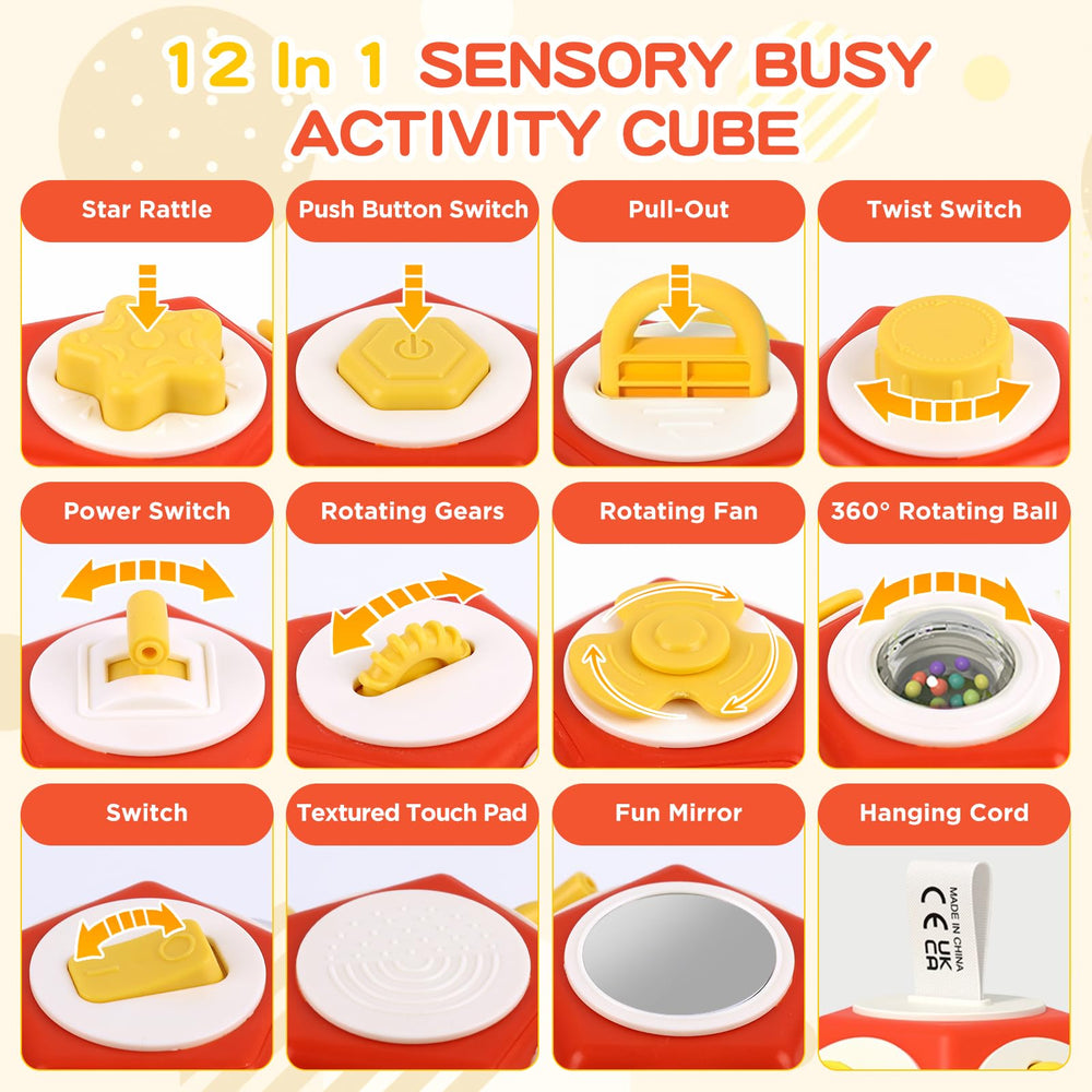 SOSUSHOE busy board rotating ball encourages cause-and-effect learning on the go.