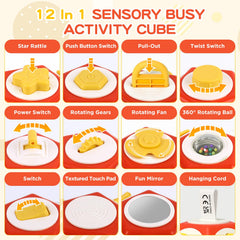 SOSUSHOE busy board rotating ball encourages cause-and-effect learning on the go.
