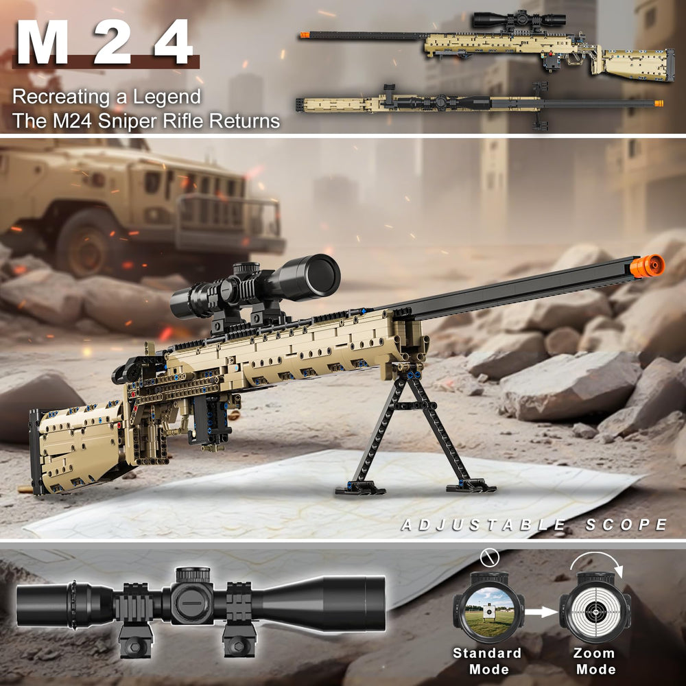 Sosuy M24 shootable plastic bullets included for safe practice.