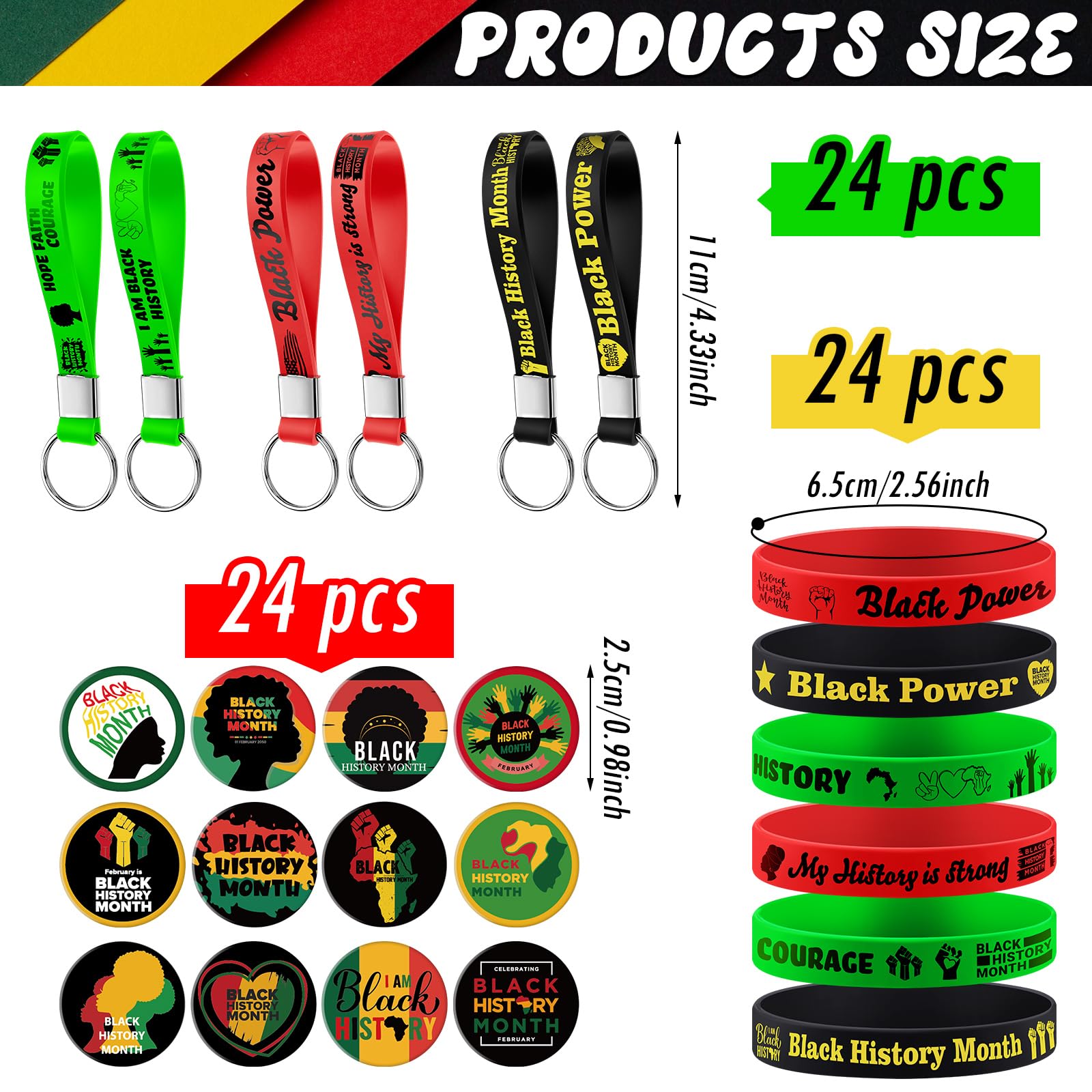 Sotiff Black History Month keychains attached to bags and backpacks.