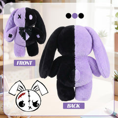 Sotiff gothic bunny plush embroidery detail adds character to any shelf.