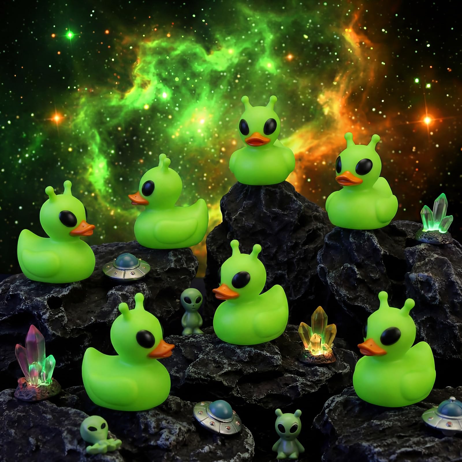 Sotiff green alien duck cruise ship favor adds spacey charm
