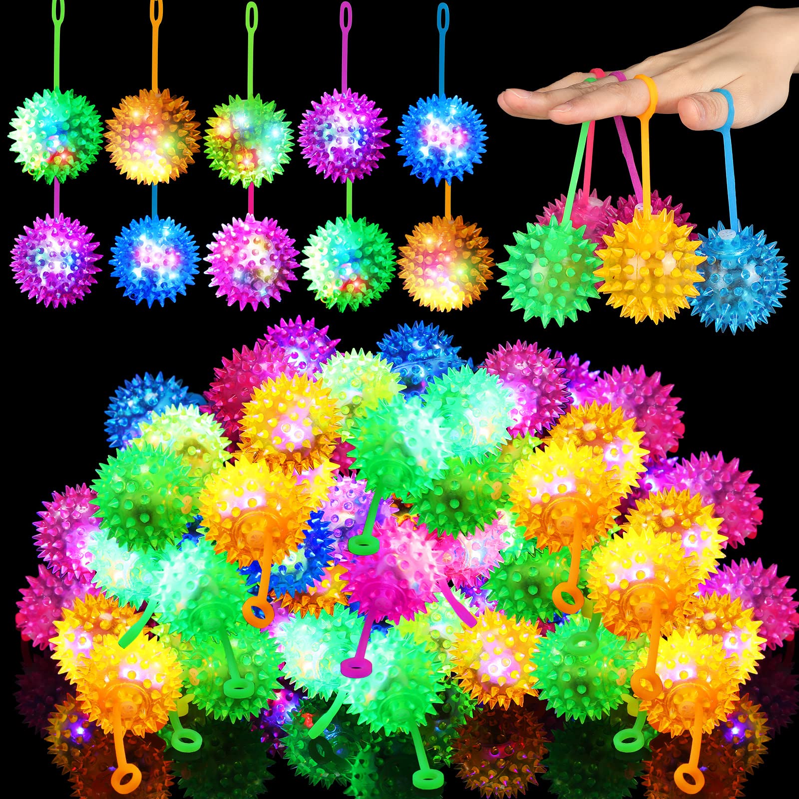 Sotiff light-up ball with spiked surface showing vibrant glow for night games