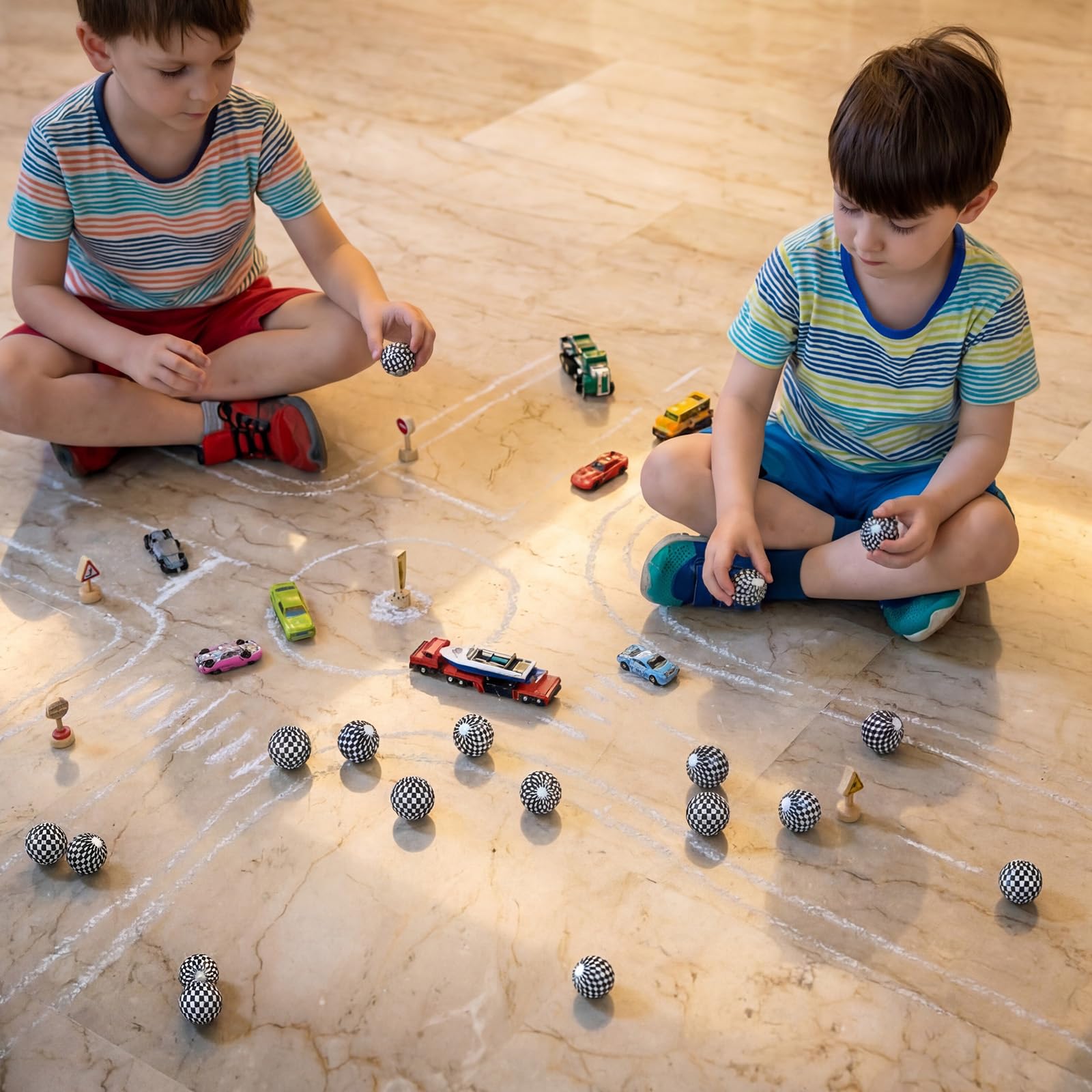Sotiff 32mm ball bounces well on tile, wood, or brick surfaces