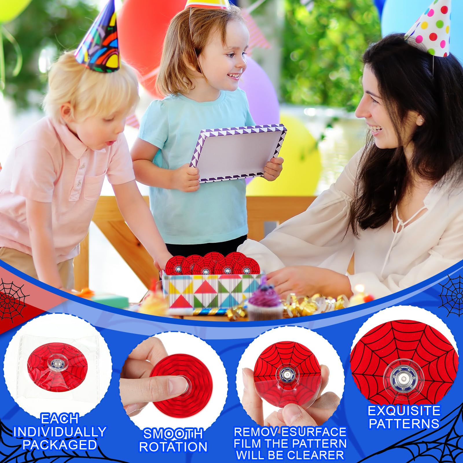 Sotiff Spider Web bulk 24-pack, ideal party favors and gifts.