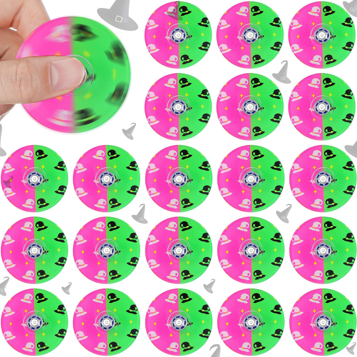 Sotiff witch fidget spinner pink and green side view, durable party favor for celebrations.