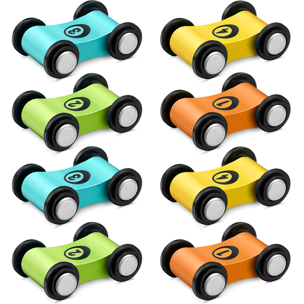 Sotiff wooden mini car green front view, smooth finish for safe toddler play.
