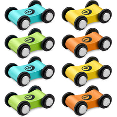 Sotiff wooden mini car green front view, smooth finish for safe toddler play.