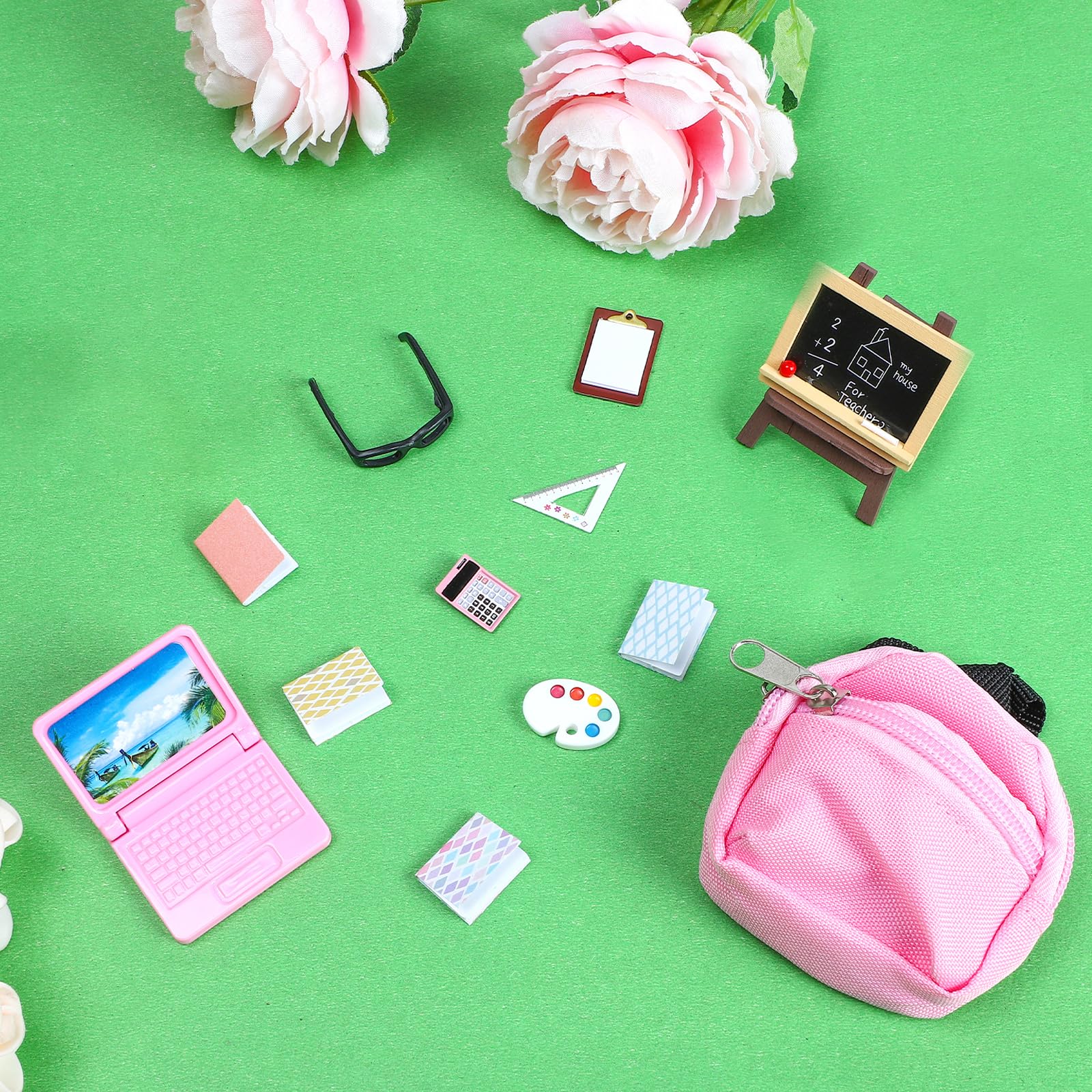 SOTOGO ONEST pencils, sharpener, and calculator for detailed pretend work.