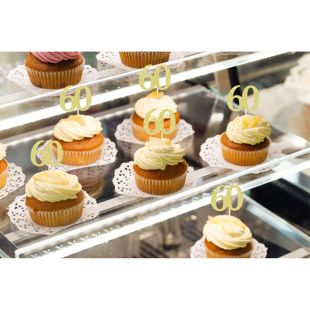 Sotpot gold glitter 60th anniversary topper adds sparkle