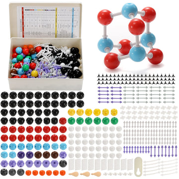 SOUJOY 444-pcs molecular model kit with box for building 3D structures, ideal for classroom learning.