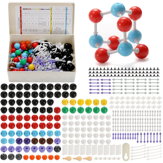 SOUJOY 444-pcs molecular model kit with box for building 3D structures, ideal for classroom learning.