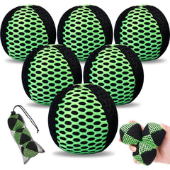 Soulchen 6-pack juggling balls in black and green for beginner-friendly practice.