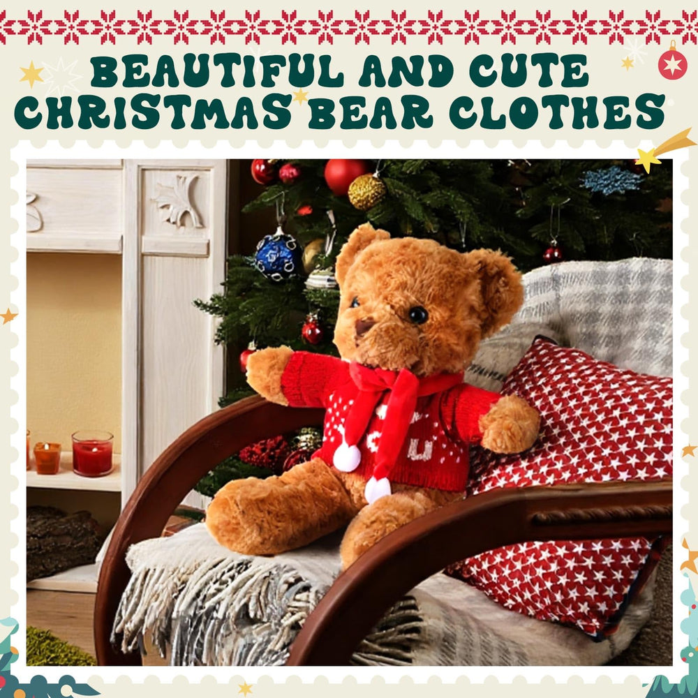 Soulchen teddy outfit with long scarf adds length and texture for cozy display