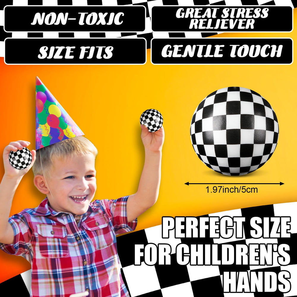 Soulchen black and white checkered stress ball offers soft, durable tactile relief.