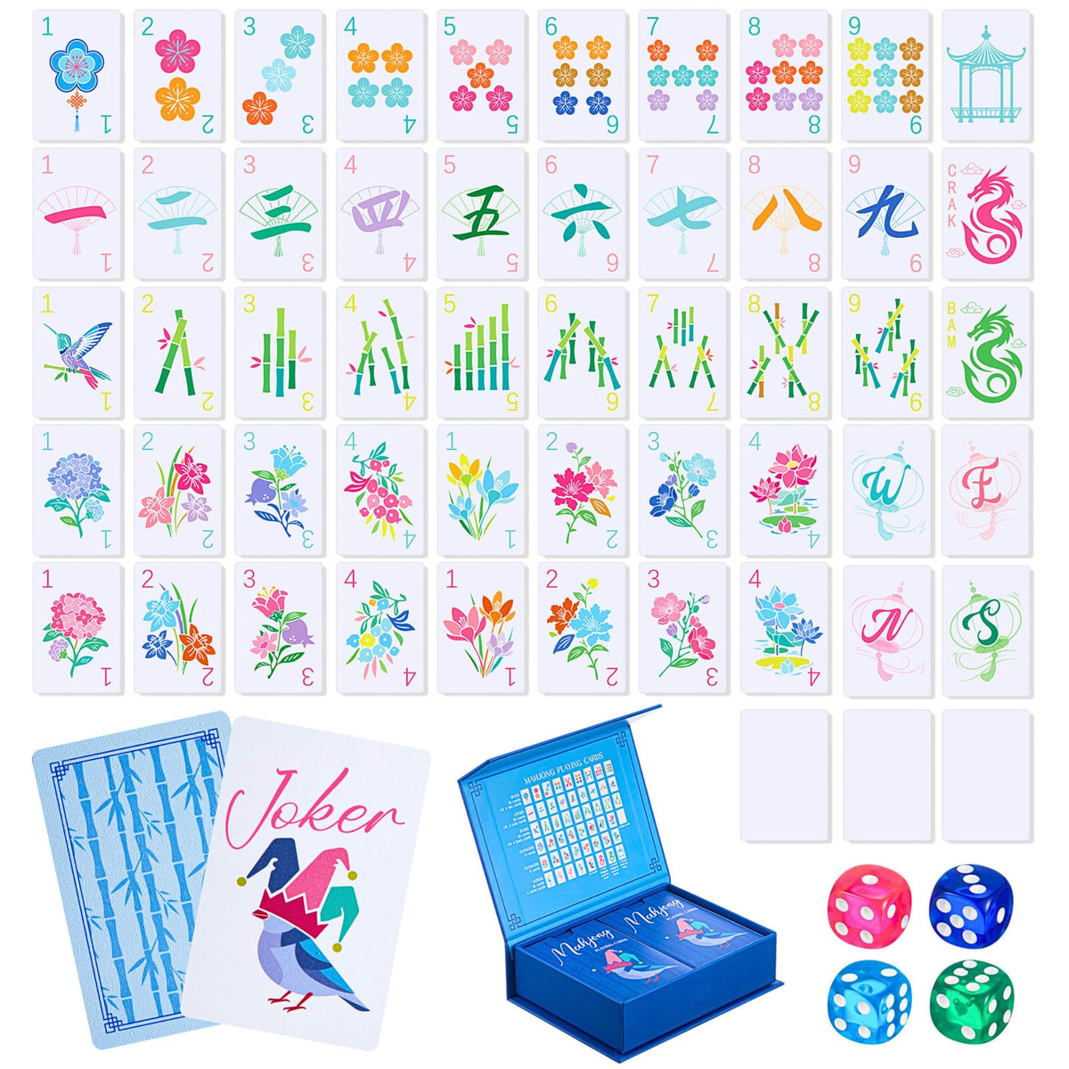 Soulchen Blossom American Mahjong Cards with a vivid blossom motif for easy readability.
