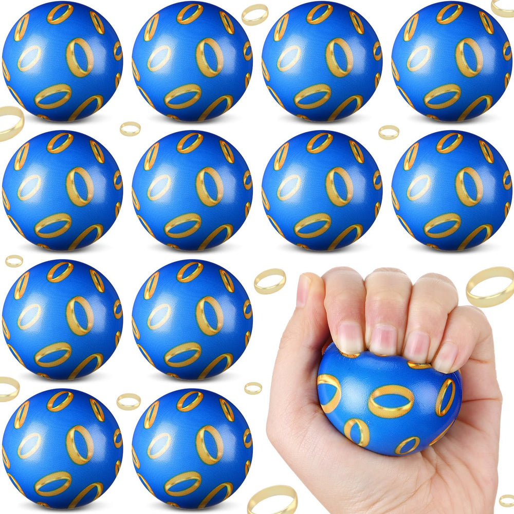 Soulchen blue and golden rings stress ball, soft and squeezable for stress relief.