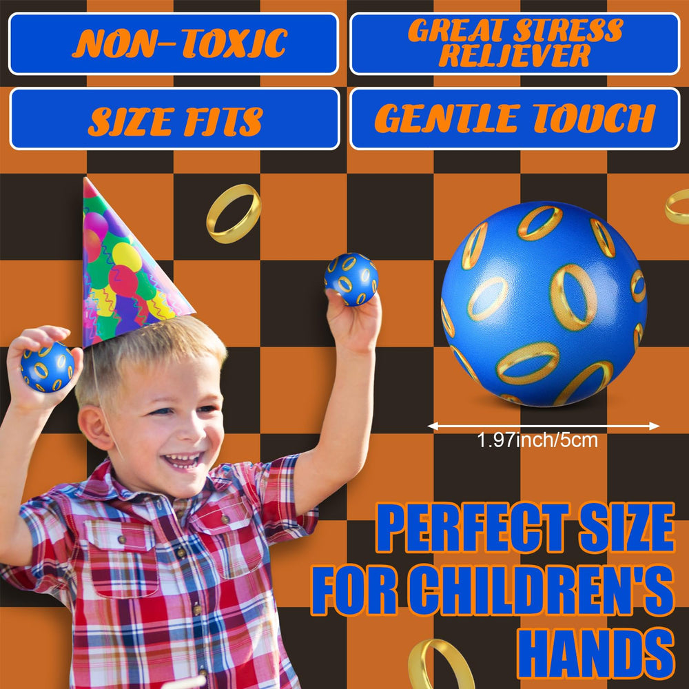 Soulchen blue and gold ring stress ball in hand, easy squeeze for focus during breaks.
