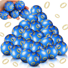 Soulchen blue and gold ring stress ball, pocket-friendly grip for on-the-go relief.