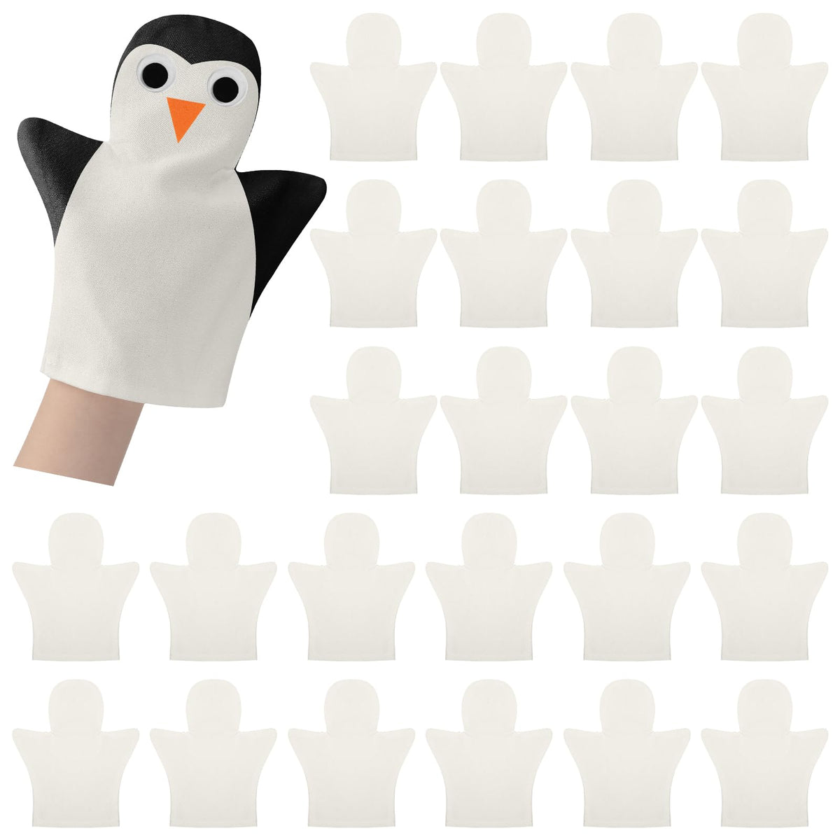 Soulchen DIY cotton hand puppet kit with 24 blank puppets for creative play.