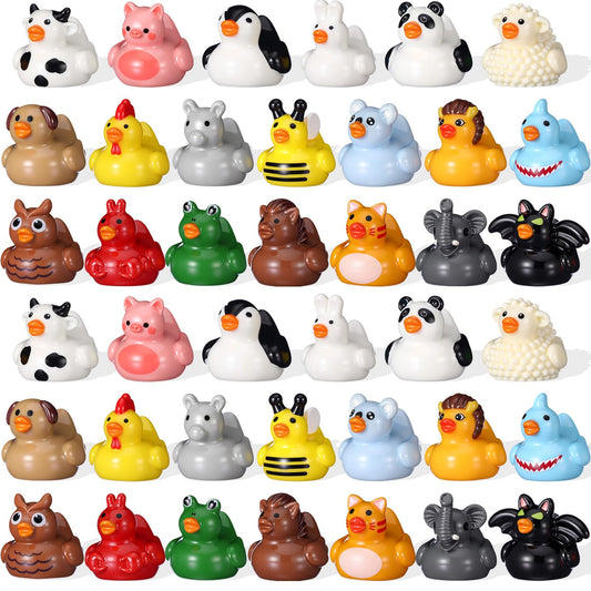 Soulchen ducks resin miniatures for garden decor and shelf displays with bright, playful detail.