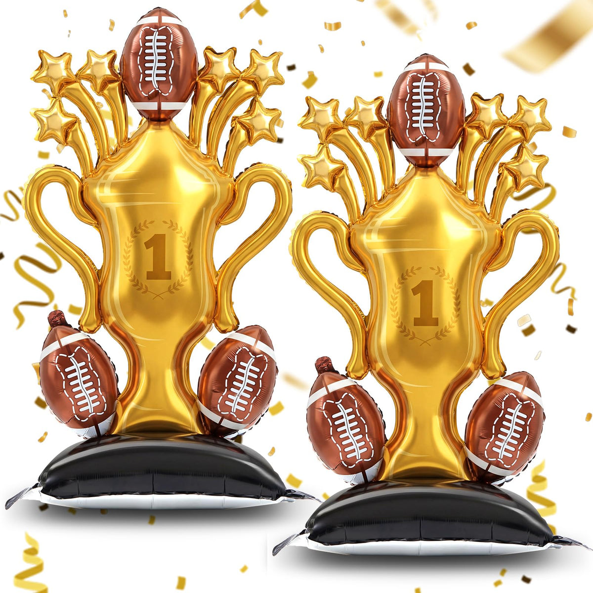 Soulchen 5 ft standing football foil balloon with trophy base for eye-catching party decor.