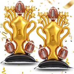 Soulchen 5 ft standing football foil balloon with trophy base for eye-catching party decor.