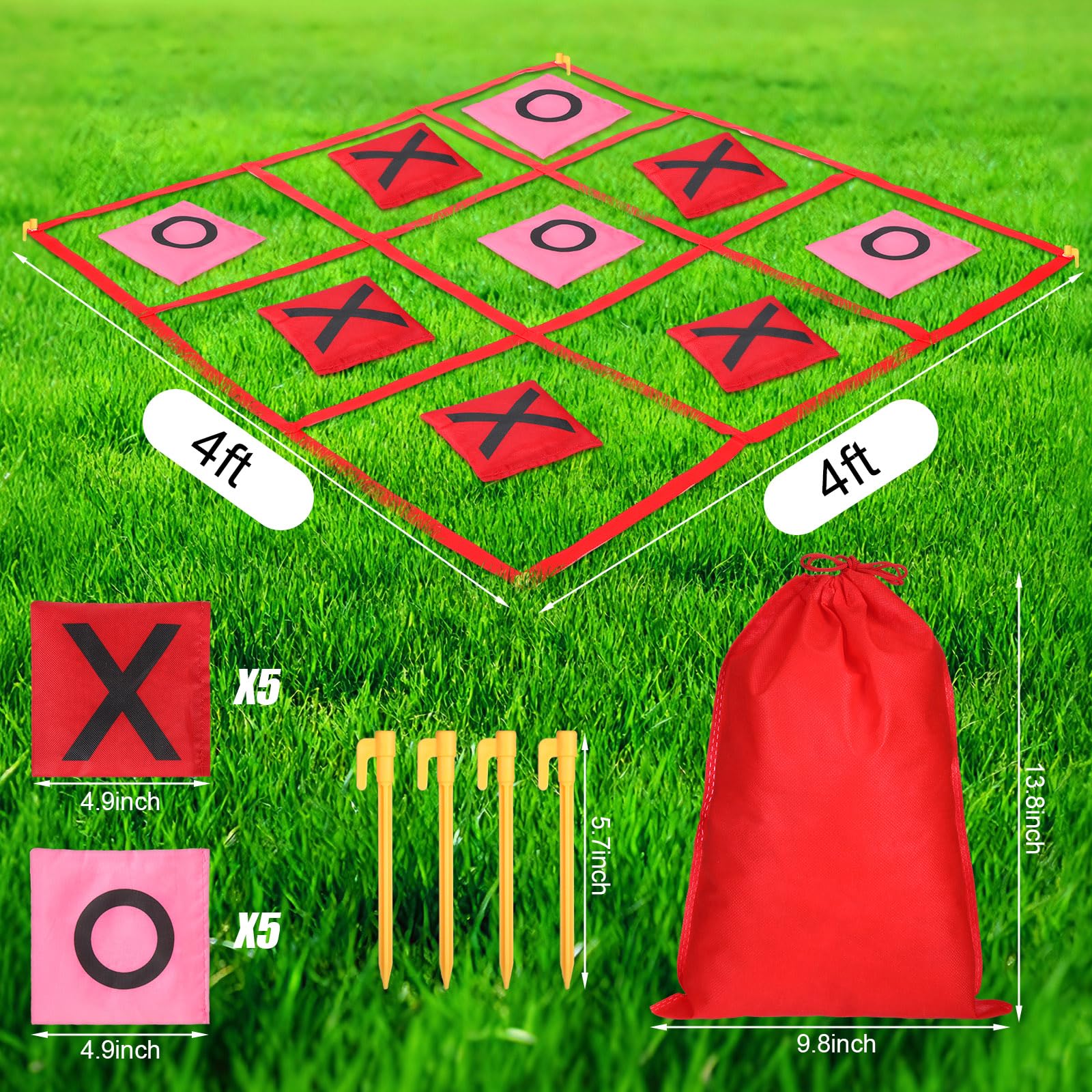 Soulchen ground spikes securing the grid on grass for stability.