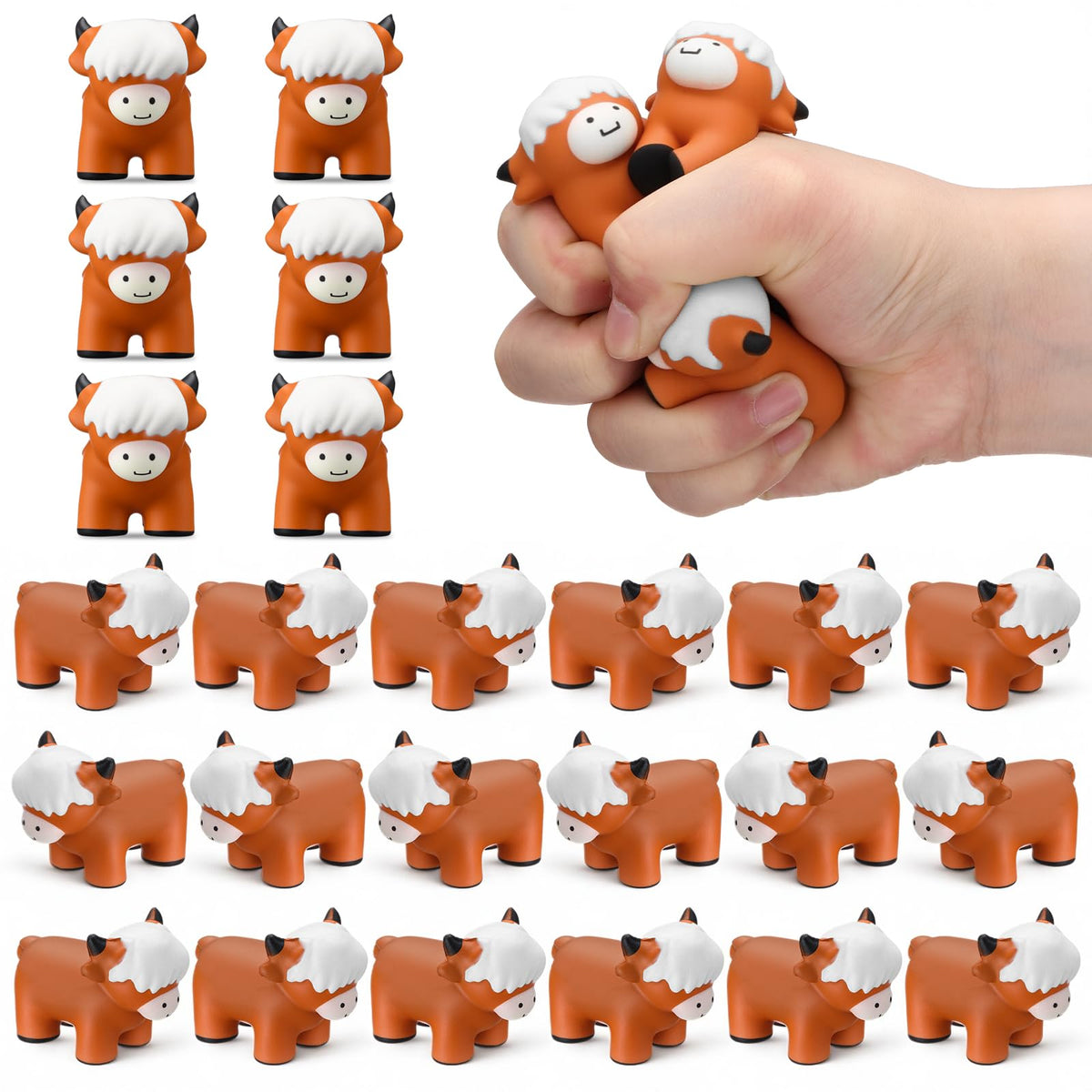 Soulchen Highland Cow stress ball 24-pack shown as party favor and classroom reward