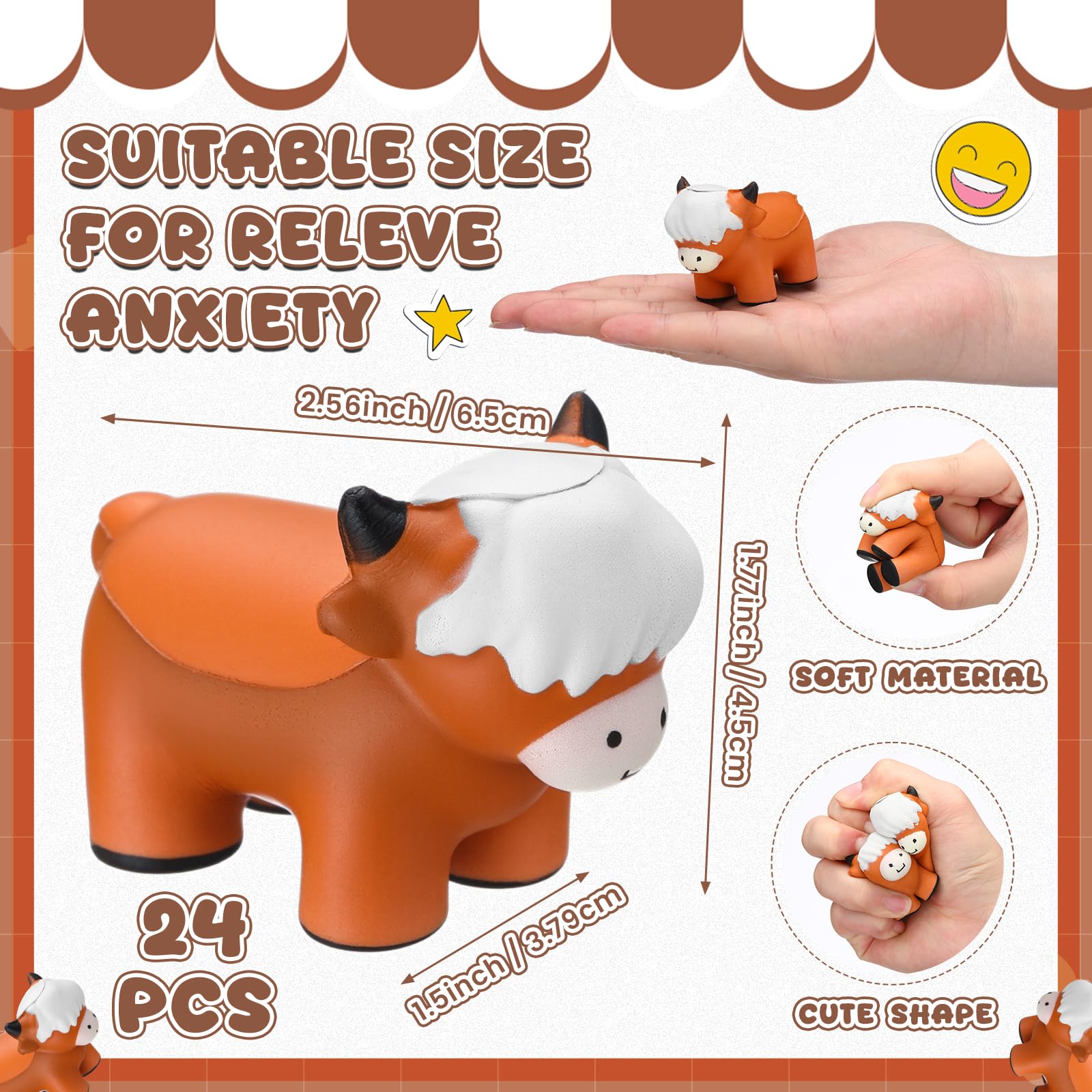 Soulchen Highland Cow stress ball handheld compact tool for pocket play and focus