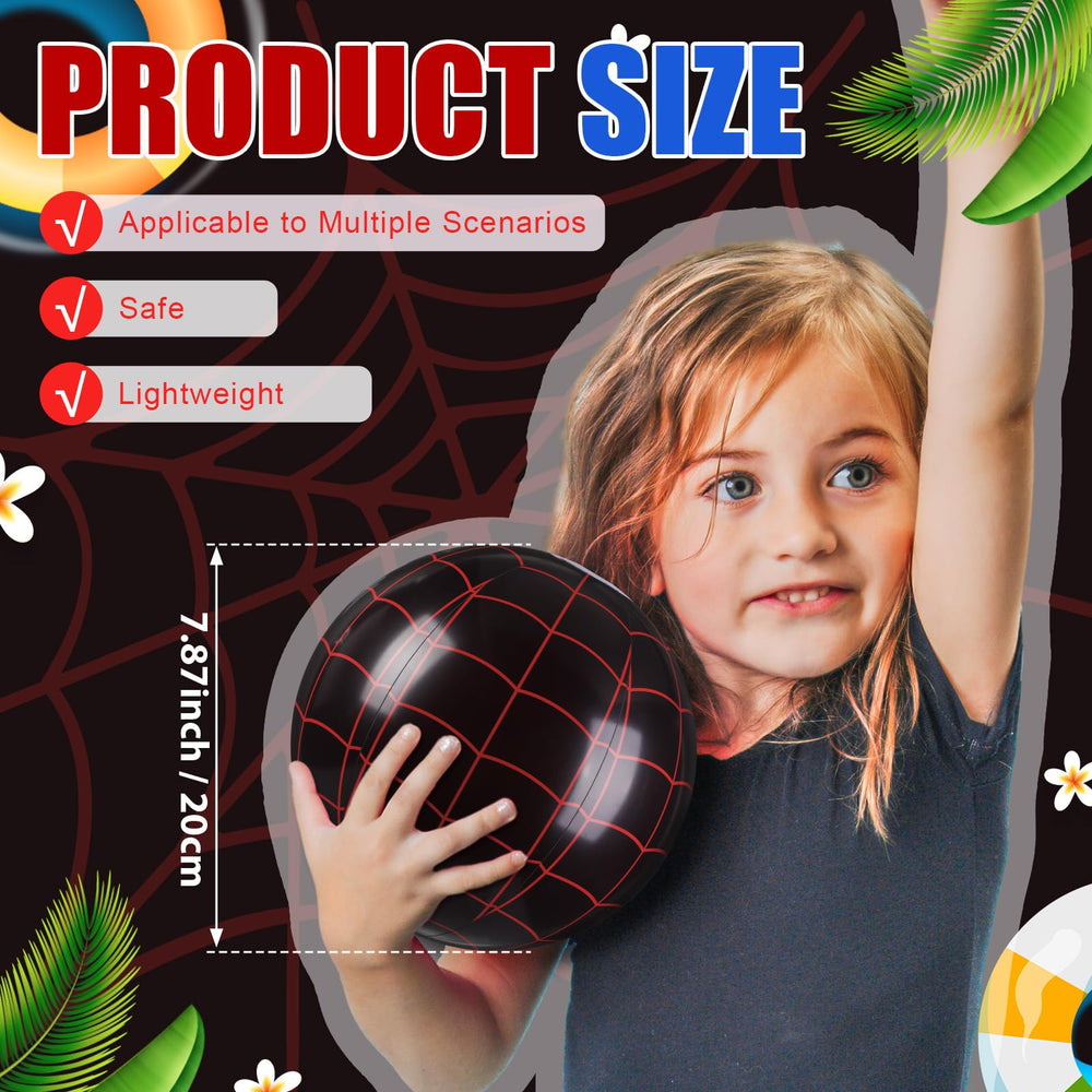 Soulchen inflatable 8in beach ball with black spiderweb pattern for outdoor play.
