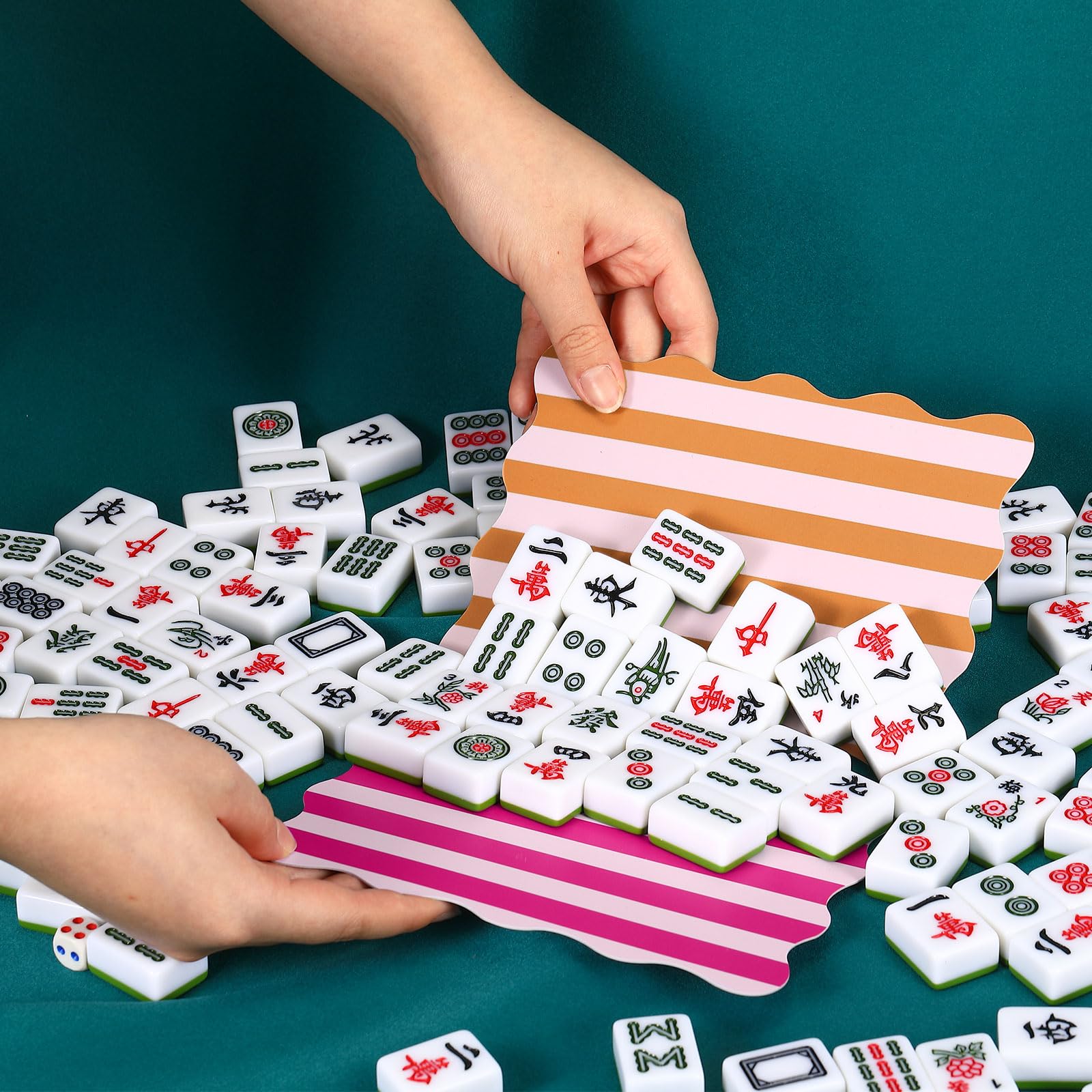 Soulchen Mahjong shuffler green-mint palette, compact design for tidy gaming area.