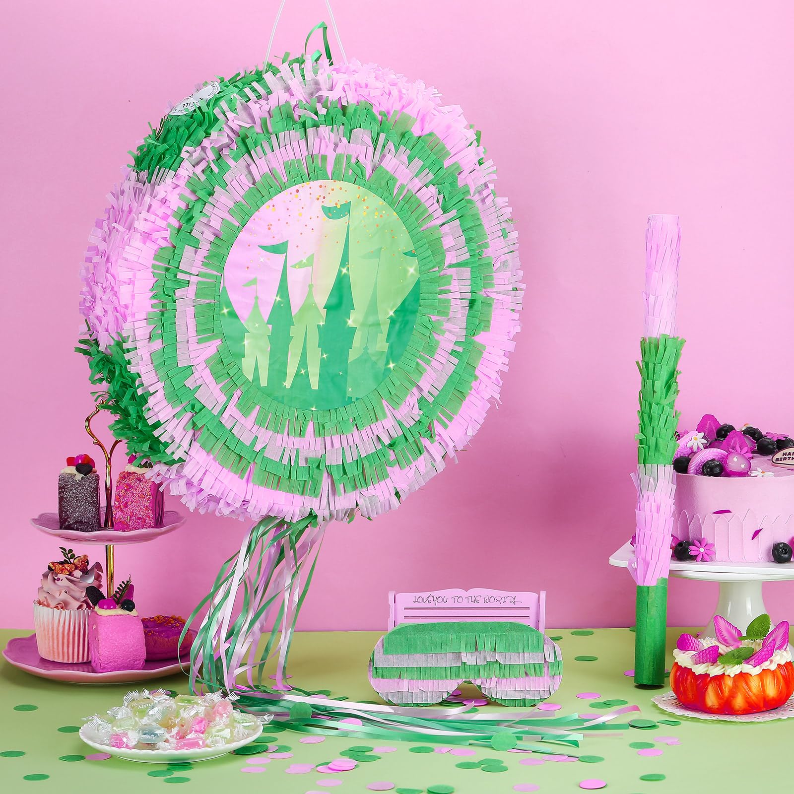 Soulchen pinata pink green birthday fiesta display