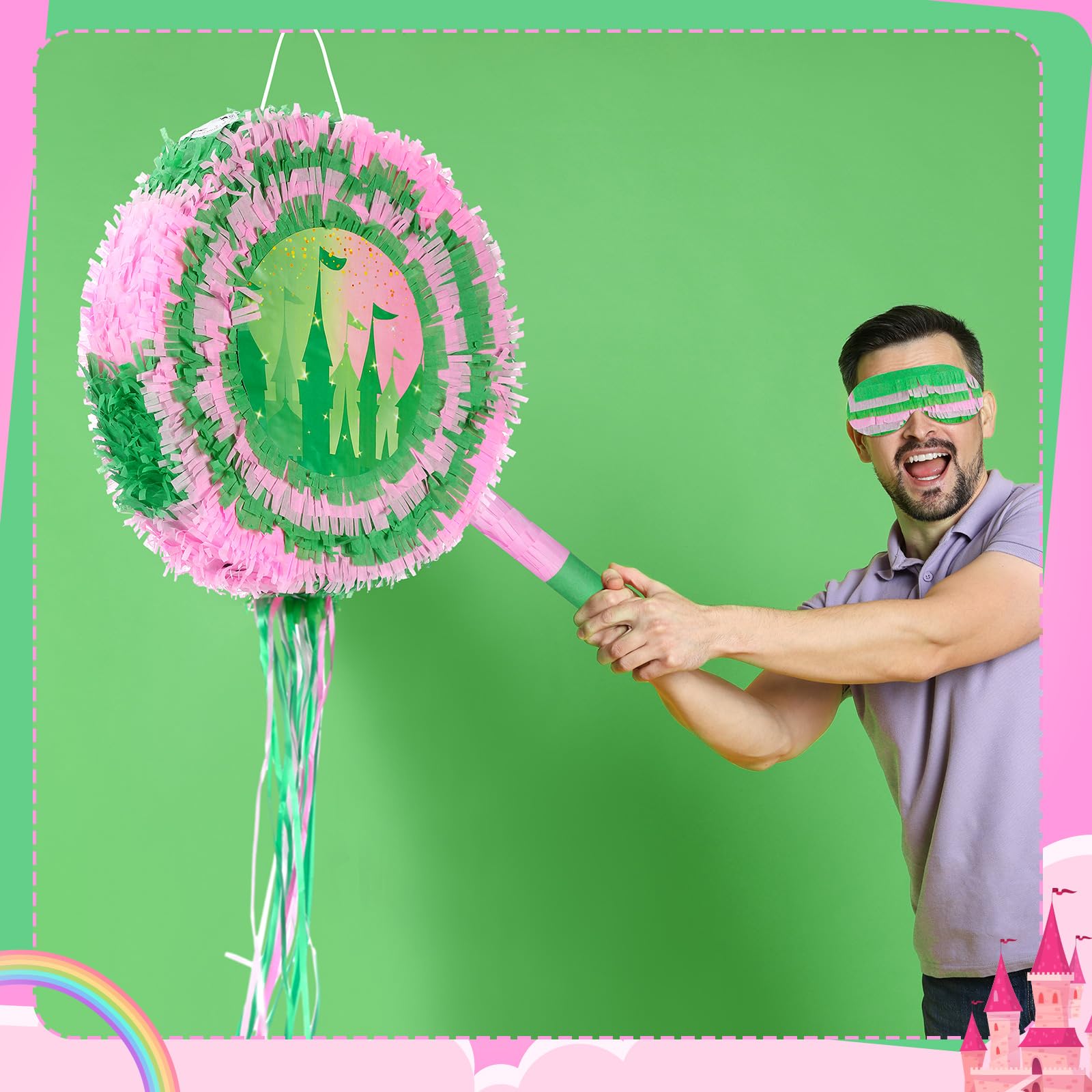 Soulchen pinata pink green centerpiece for celebrations