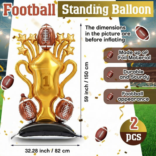 Soulchen self-standing football balloon showcases bold decor for photo backdrops.