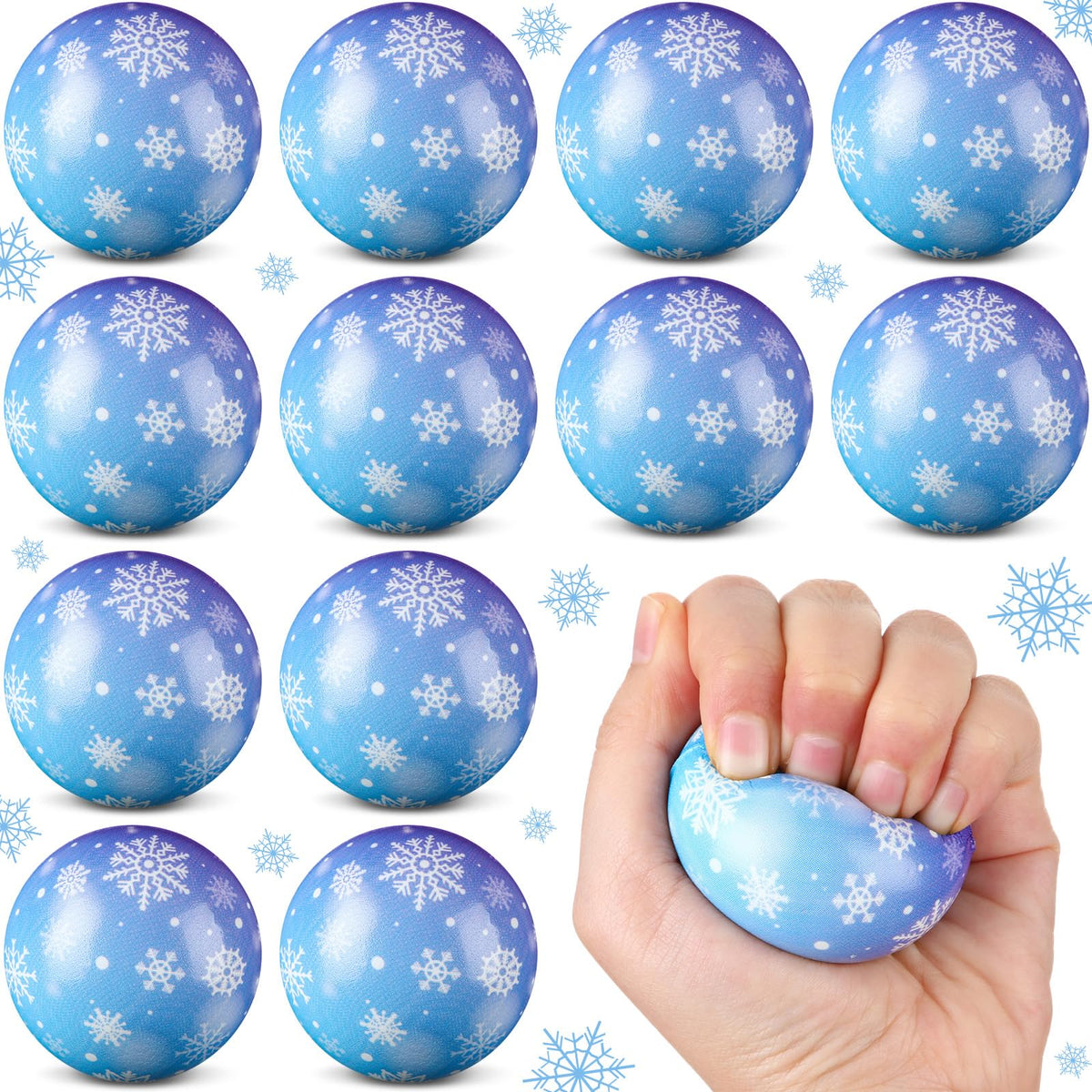 Soulchen snowflake stress ball blue, portable stress relief for kids.
