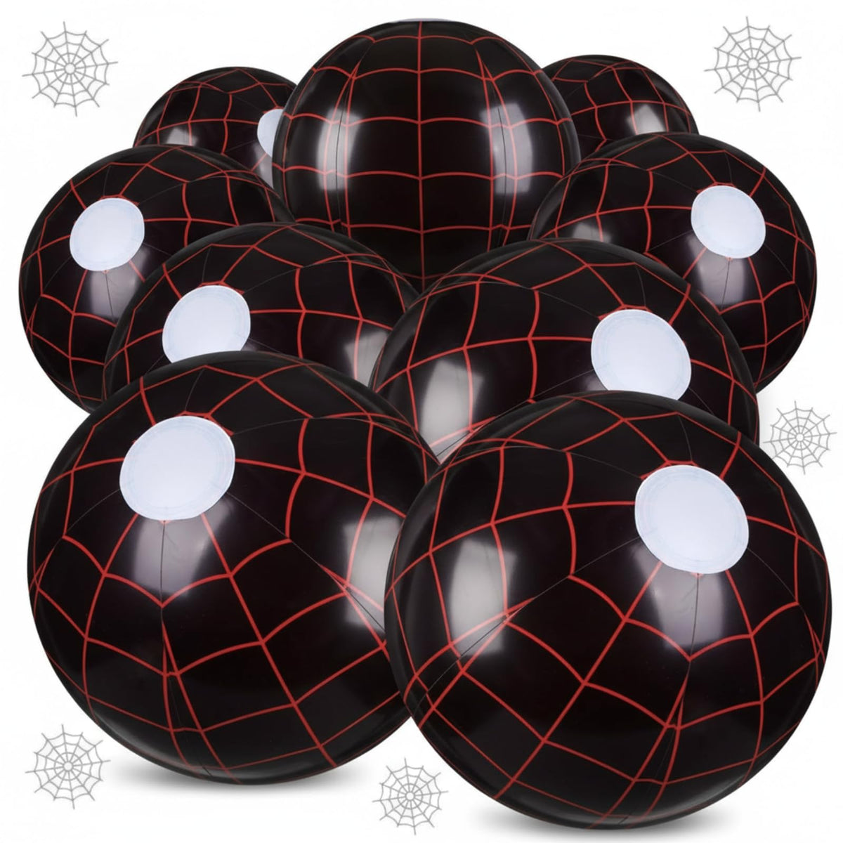 Soulchen spider web beach ball 8in pack 12 for pool parties and beach games.