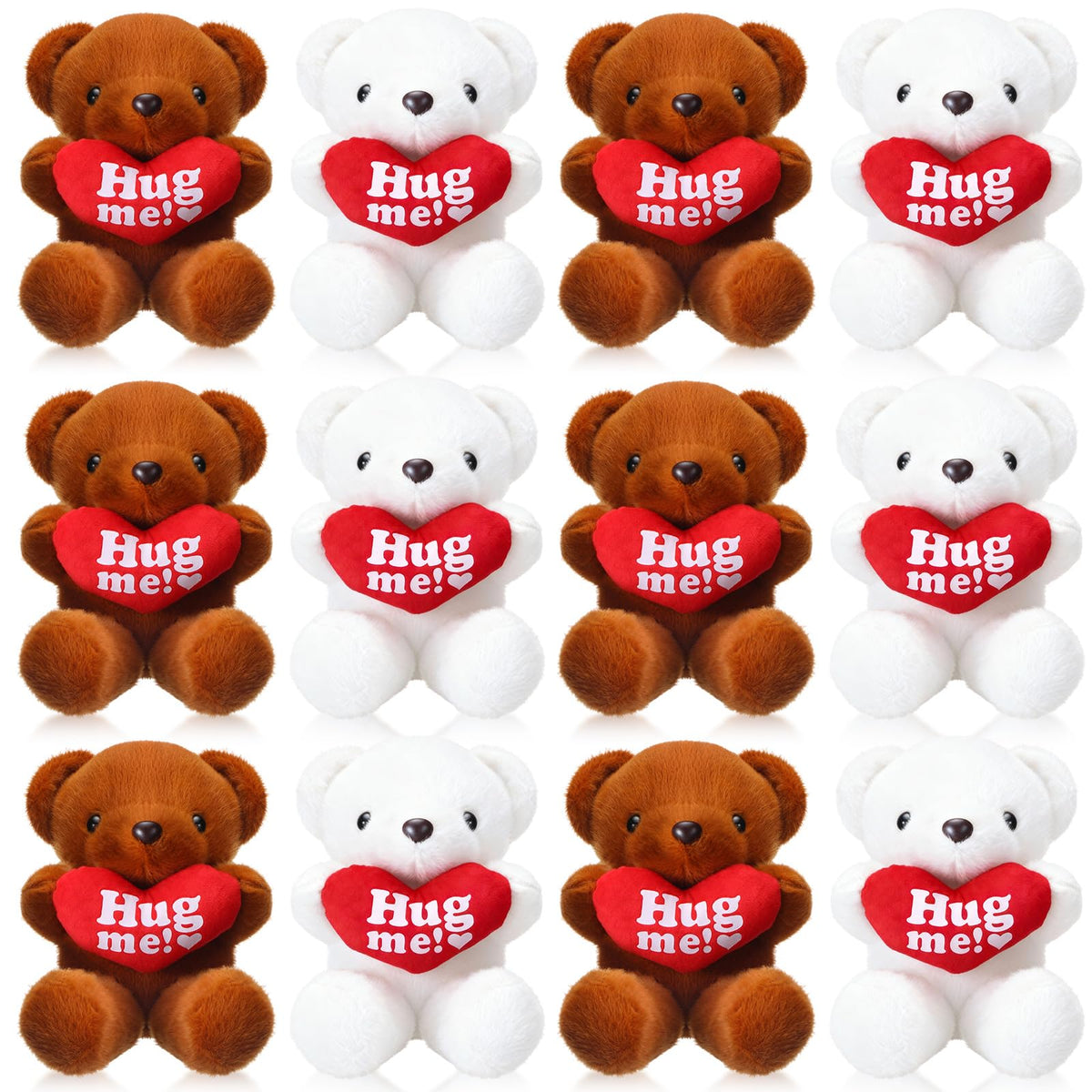 Soulchen Valentine bears 12-pack white and brown pack shot, ideal for gifting.