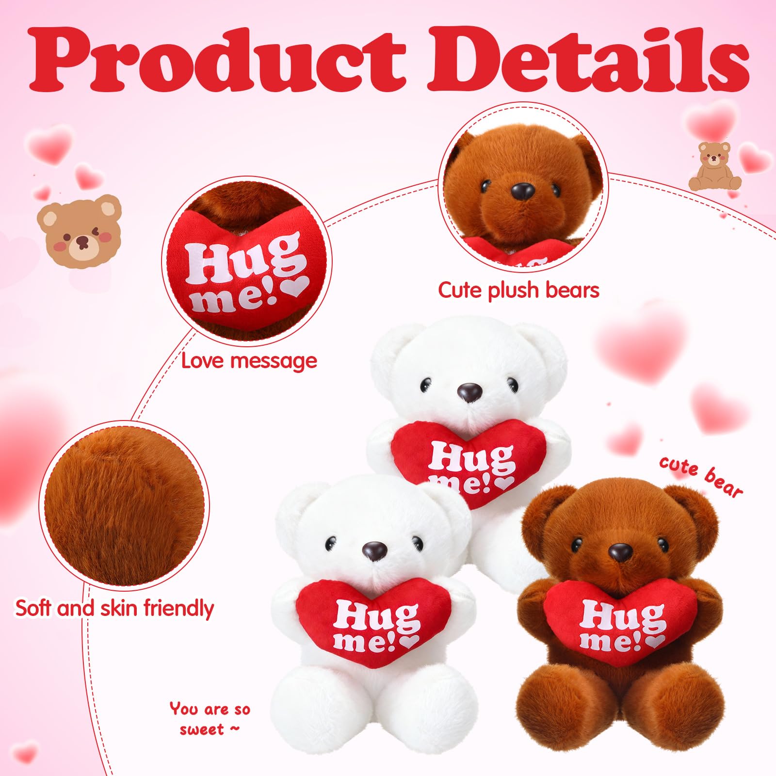 Soulchen heart motif detail highlights red heart on each bear.