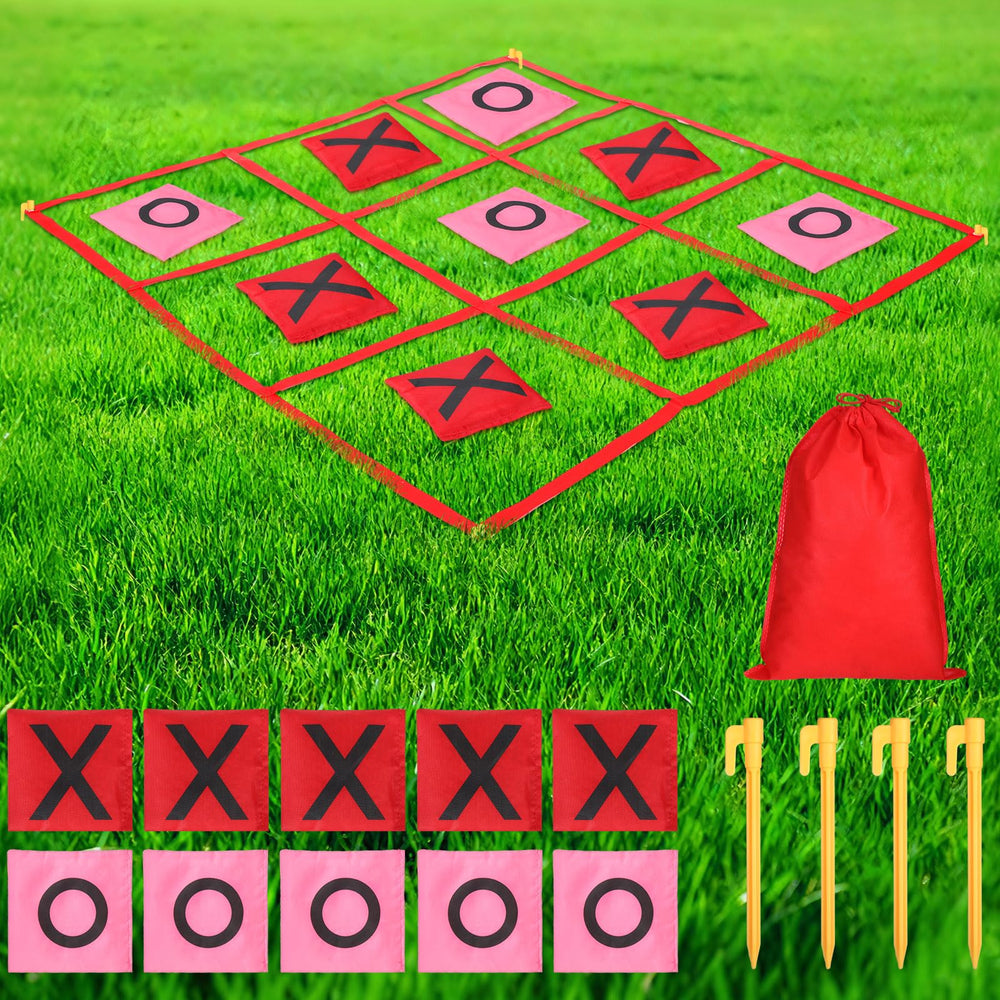 Soulchen Valentines giant tic tac toe grid for easy outdoor play.