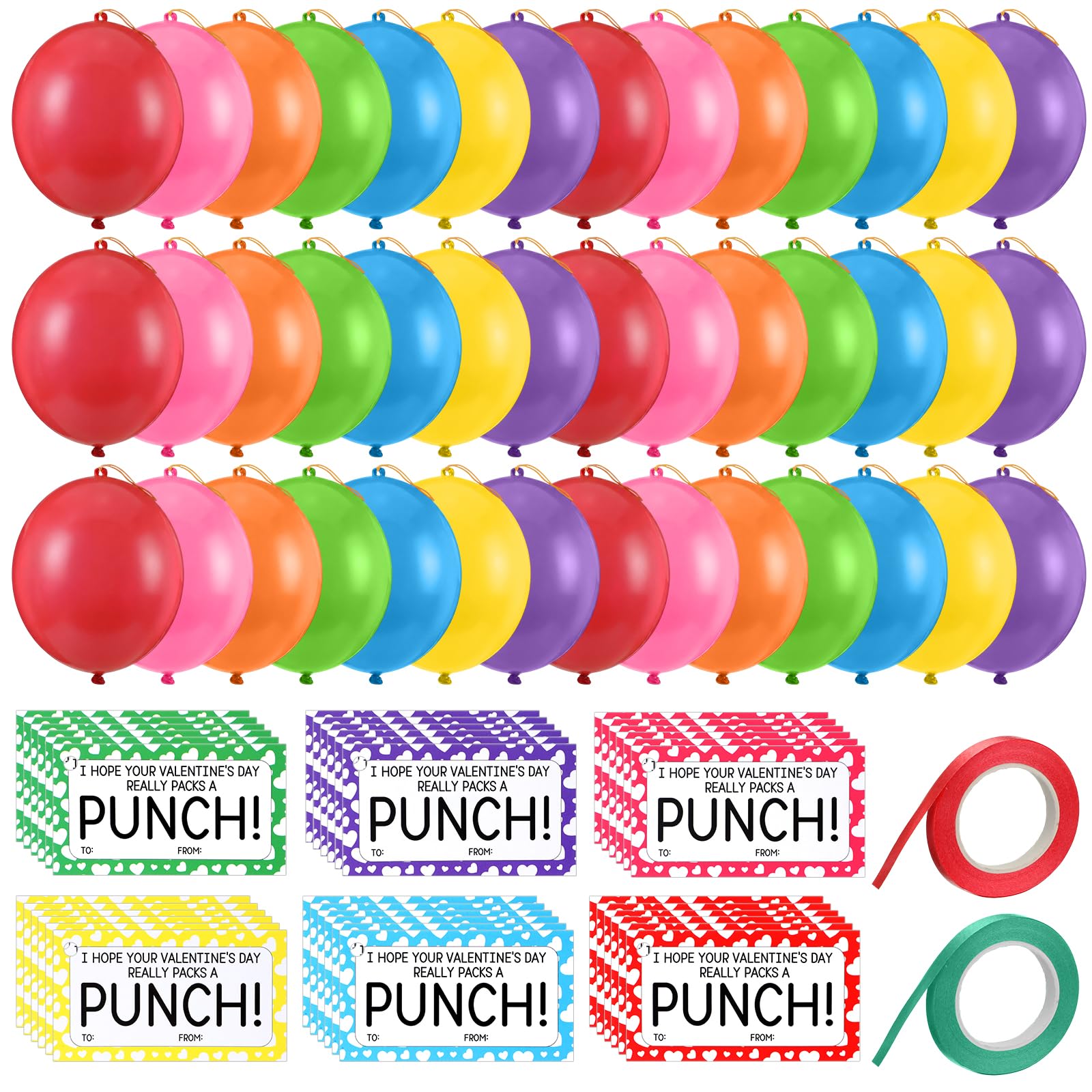 Soulchen valentines punch balloons in neon colors ready for classroom fun